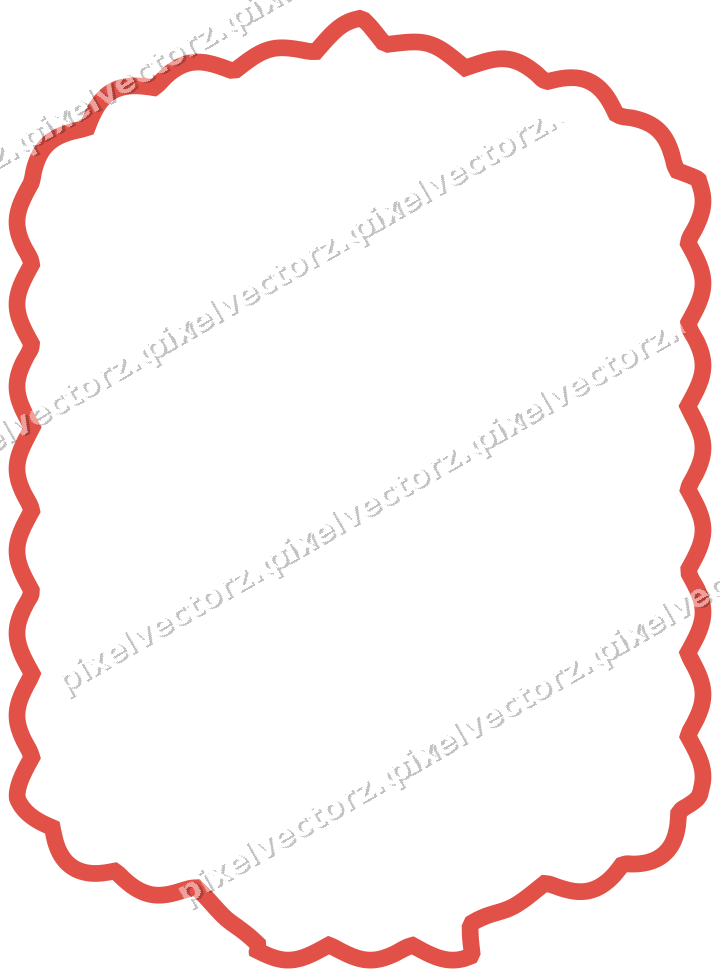 Decorative line art frame in red and orange with label plaque