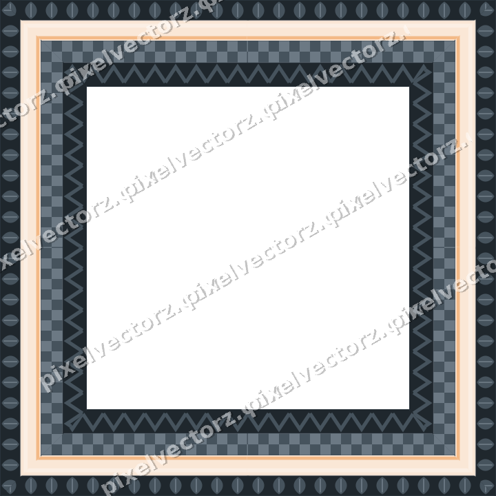 Decorative picture frame border in blue and orange with leaf moulding