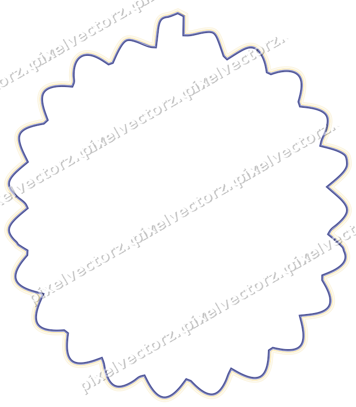Decorative line art frame in dark blue and amber with label plaque