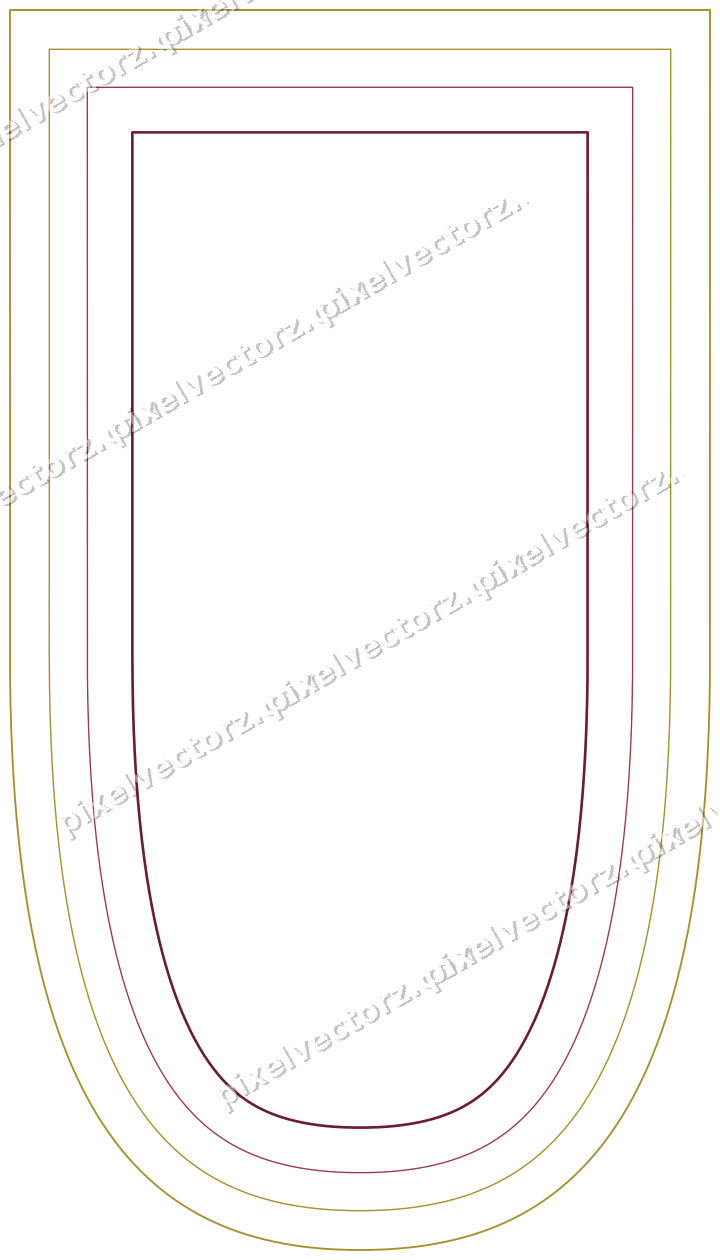 Decorative line art frame in dark pink and red with shield