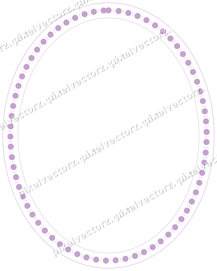Decorative line art frame in purple and blue with oval and beaded line