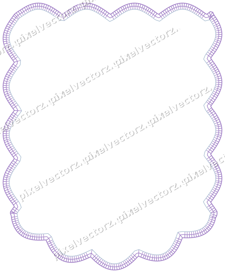Decorative line art frame in purple and blue with label plaque