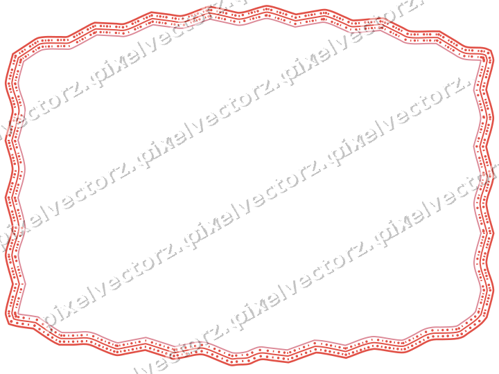 Decorative line art frame in red and orange with label plaque