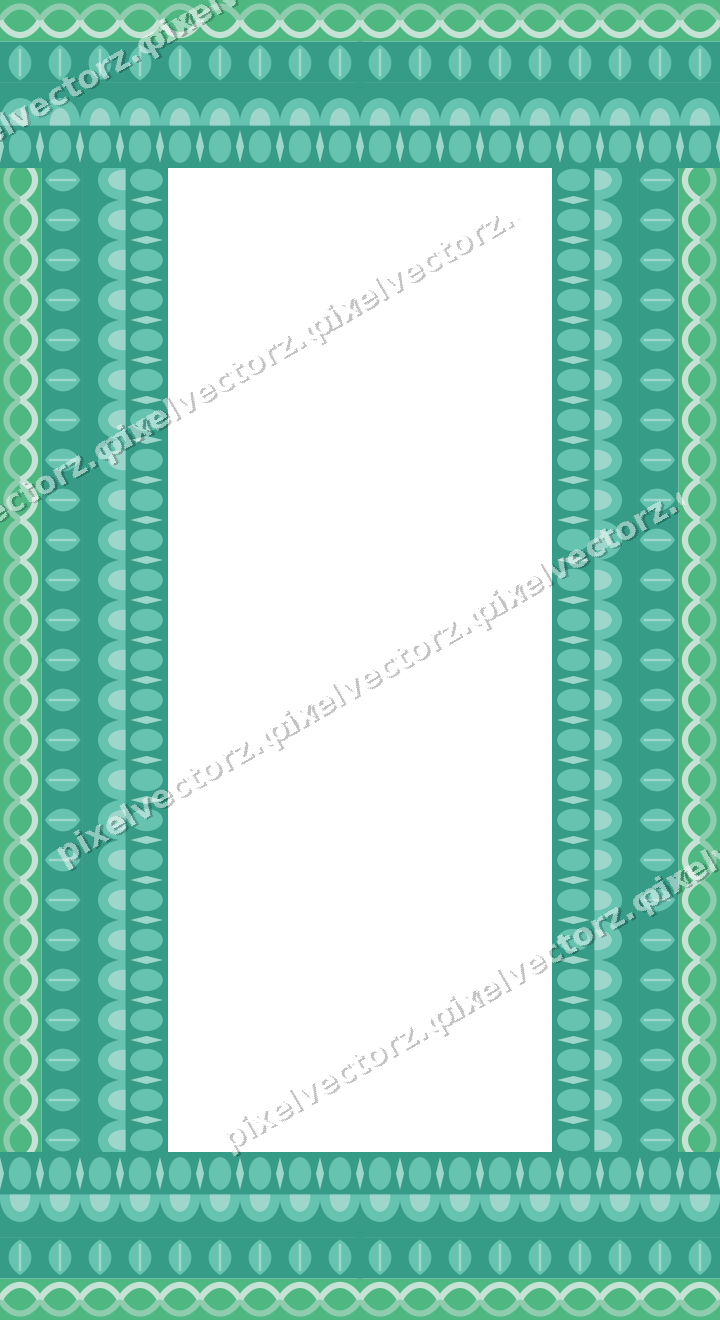 Decorative picture frame border in green and teal with guilloche