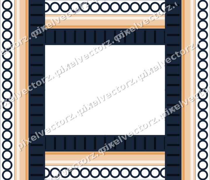 Decorative picture frame border in dark blue with ring chain