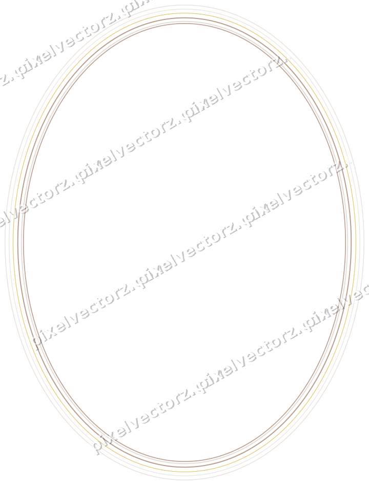 Decorative line art frame in amber and pale orange with oval