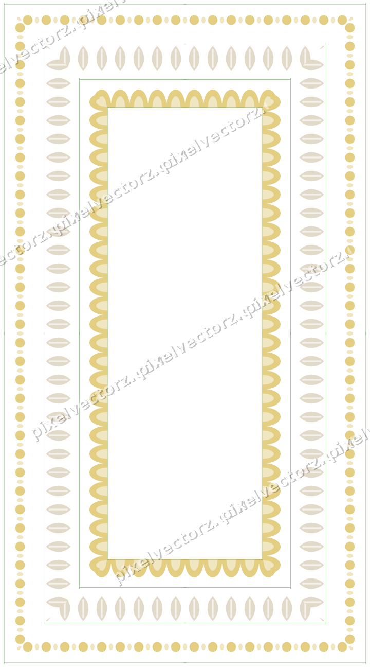 Decorative picture frame border in lime and yellow with leaf moulding