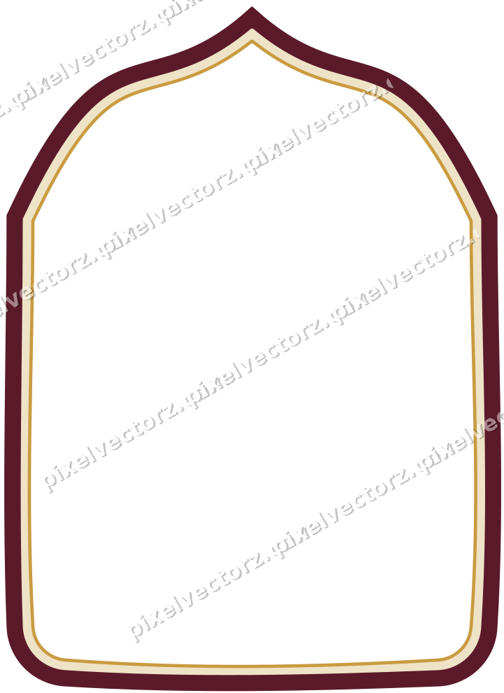 Decorative line art frame in dark pink and amber with label plaque
