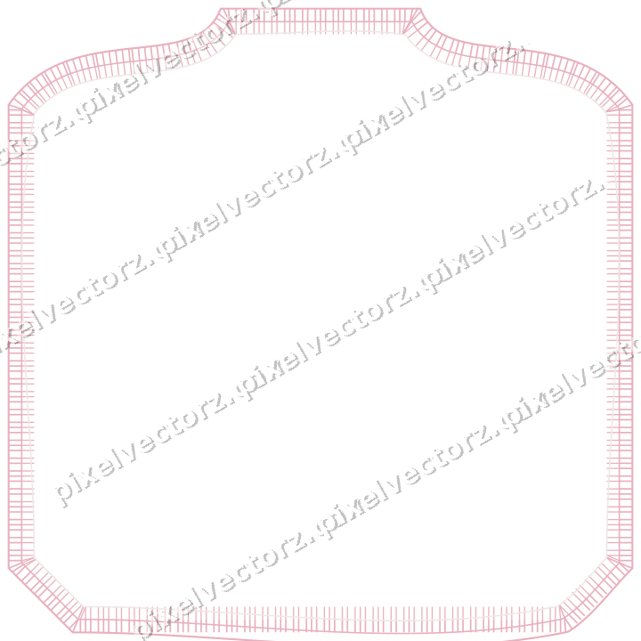 Decorative line art frame in pale pink and pale red with label plaque