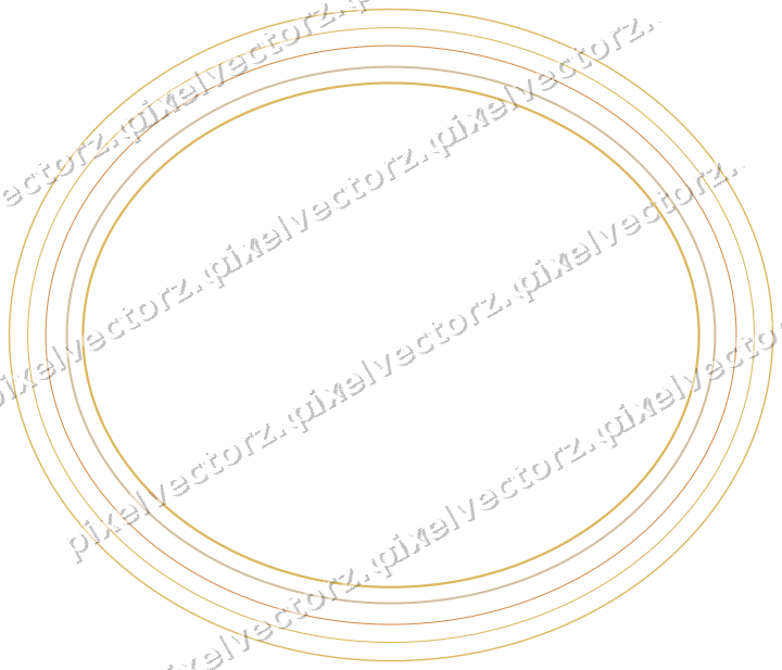 Decorative line art frame in orange and amber with oval