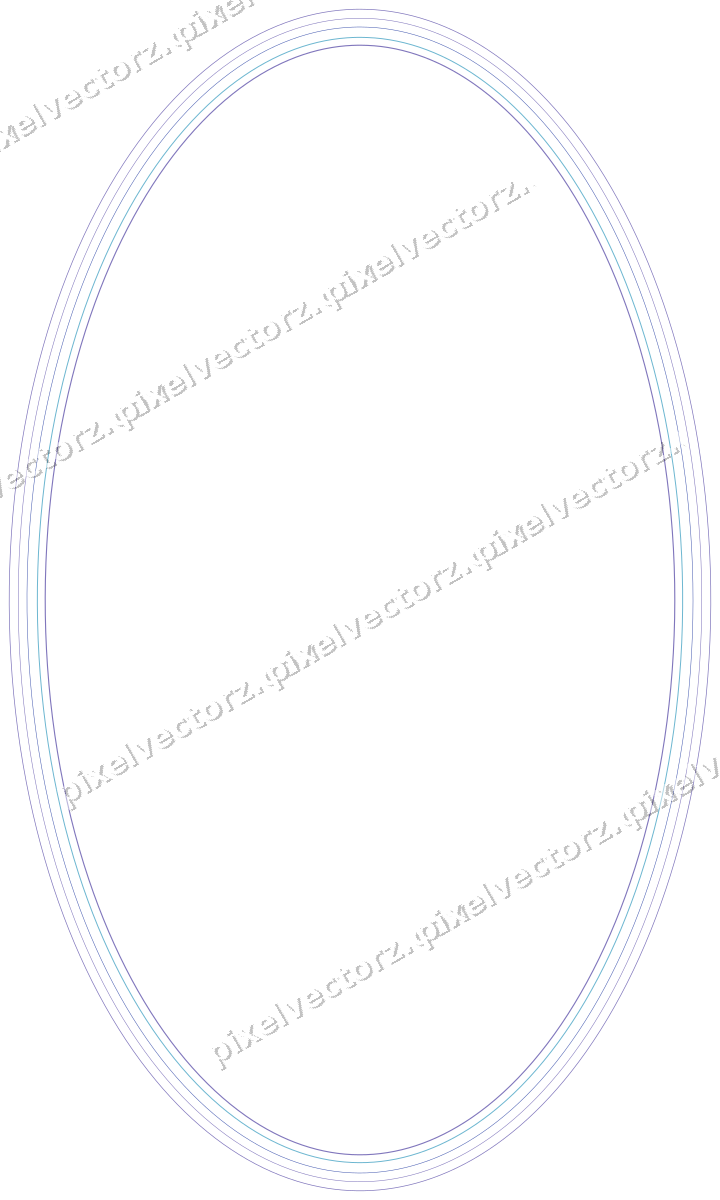 Decorative line art frame in blue and cyan with oval