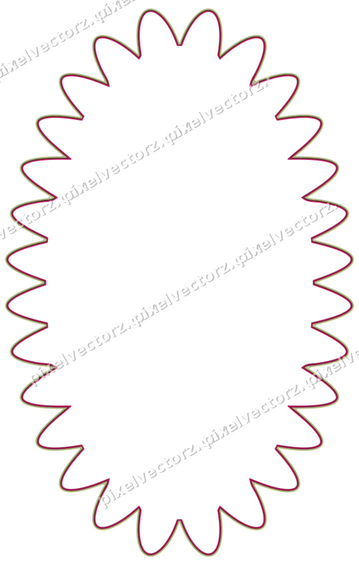 Decorative line art frame in lime and pink with oval