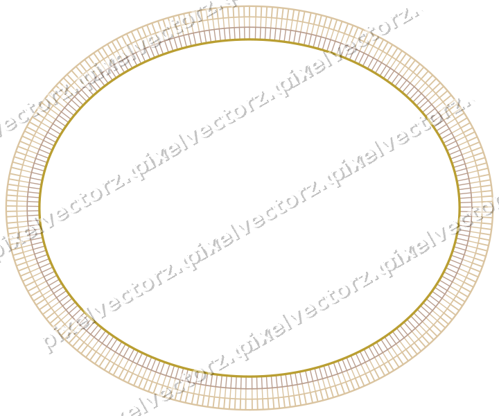 Decorative line art frame in amber and pale orange with oval