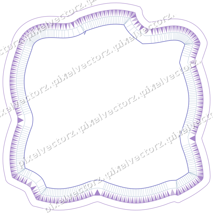 Decorative line art frame in purple and blue with label plaque