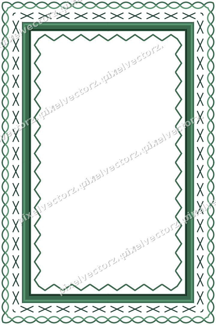 Decorative picture frame border in dark green and red with guilloche