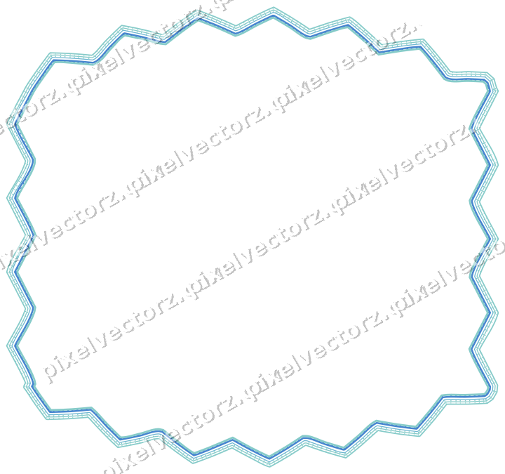 Decorative line art frame in blue and cyan with label plaque