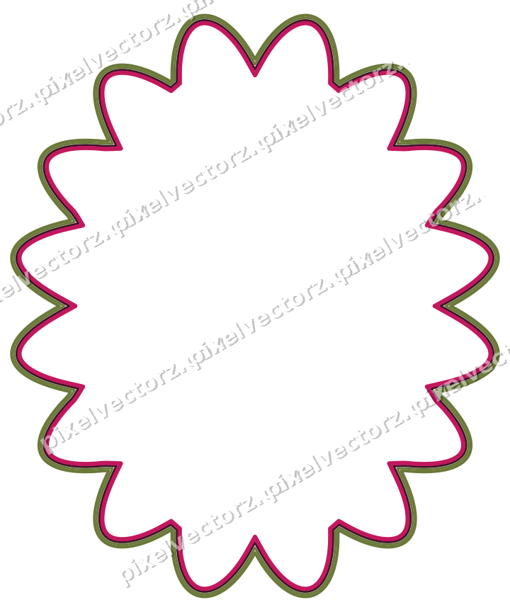 Decorative line art frame in lime and pink with oval