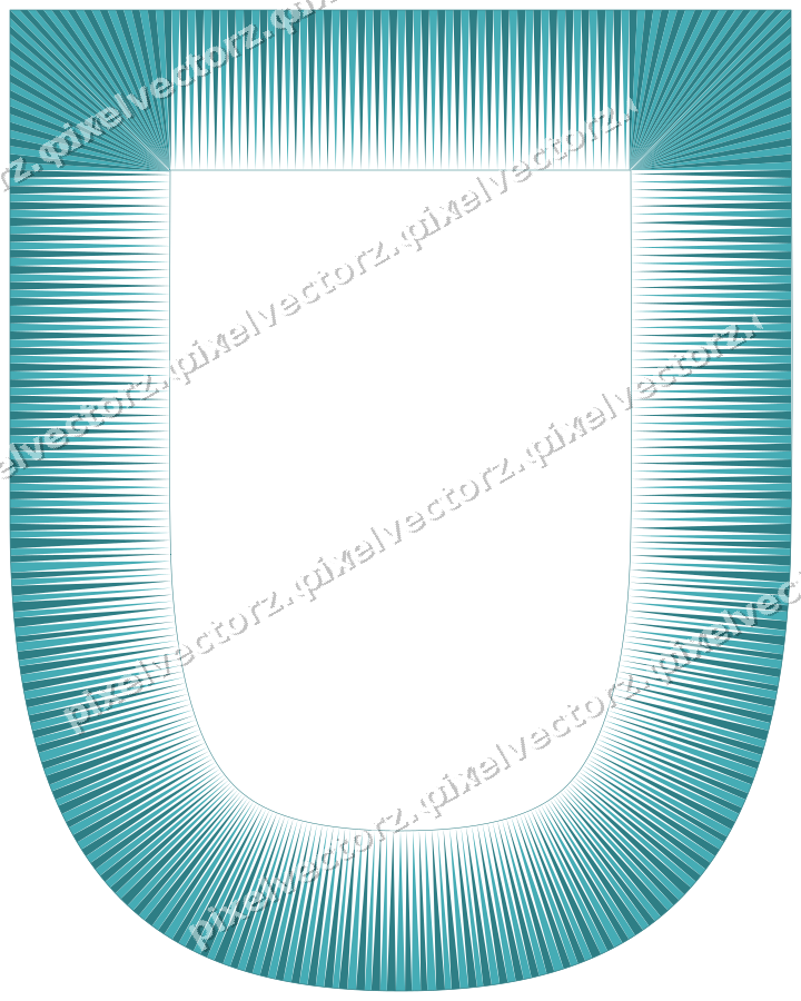 Decorative line art frame in dark teal and orange with shield