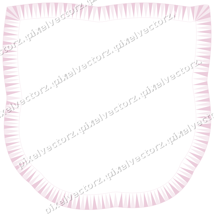Decorative line art frame in pale pink and pale red with shield