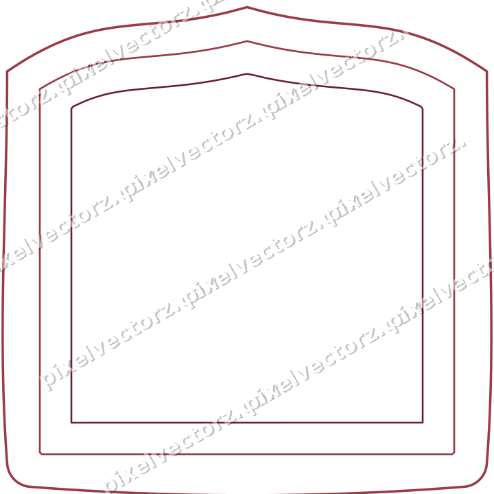 Decorative line art frame in dark pink and red with label plaque