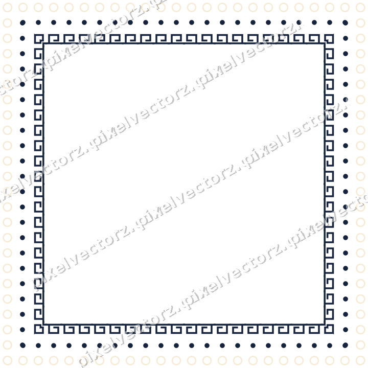 Decorative picture frame border in dark blue and amber with dot row