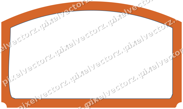 Decorative line art frame in dark blue and orange with label plaque