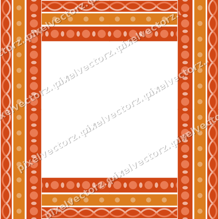 Decorative picture frame border in red and orange with dot row