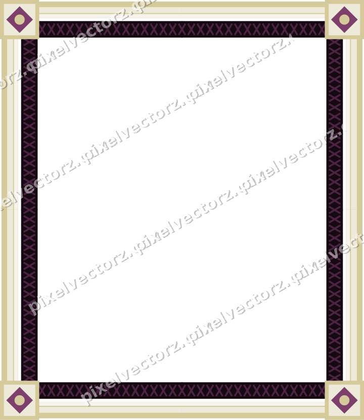 Decorative picture frame border in dark magenta with cross band