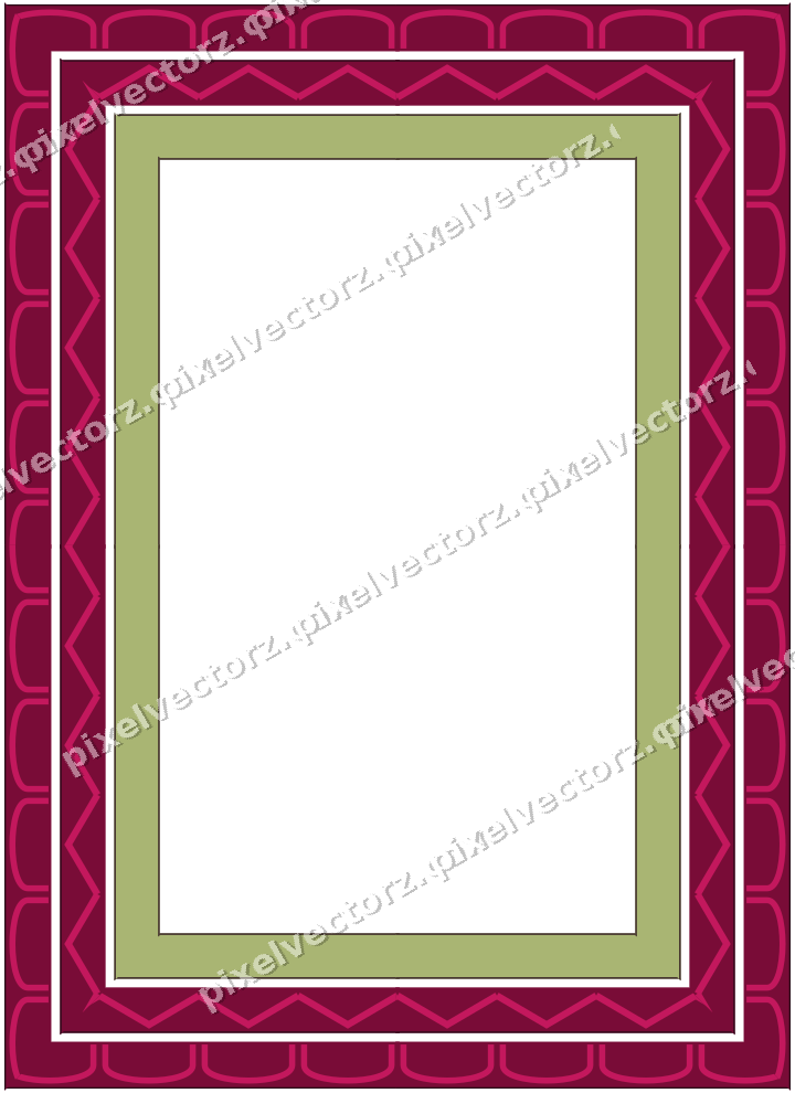 Decorative picture frame border in lime and pink with zigzag