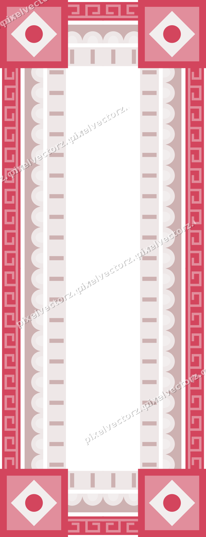 Decorative picture frame border in pale pink with greek key