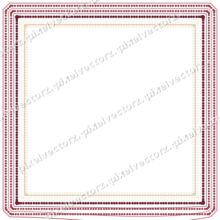 Decorative line art frame in dark pink and red with label plaque