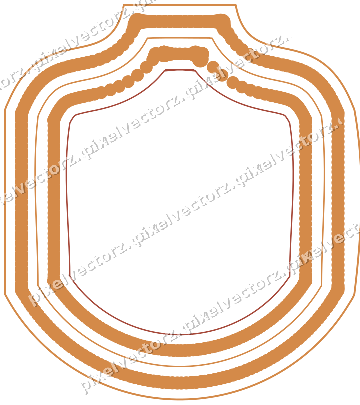 Decorative line art frame in orange and amber with label plaque