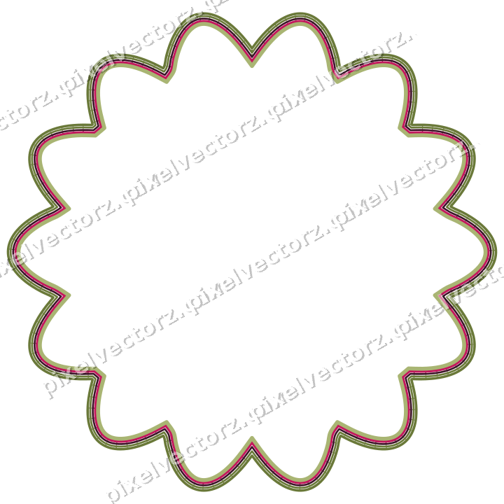Decorative line art frame in lime and pink with oval