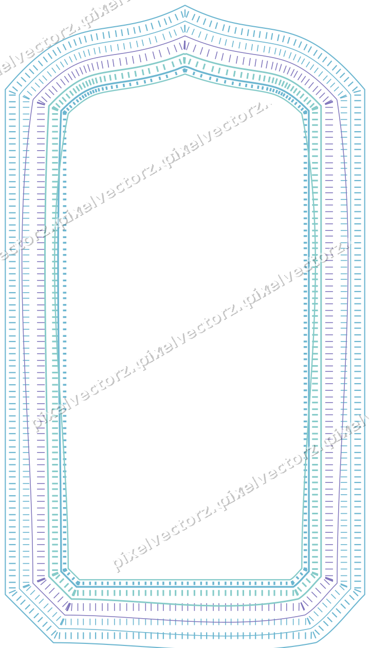Decorative line art frame in blue and cyan with label plaque