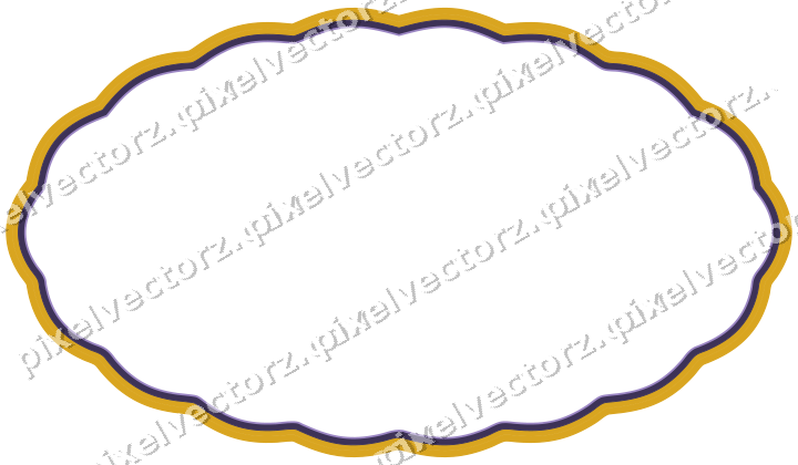 Decorative line art frame in amber and purple with oval