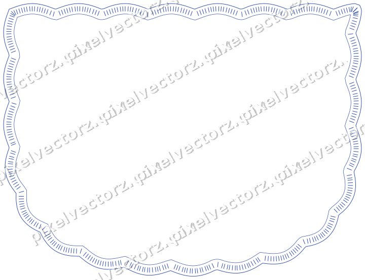 Decorative line art frame in amber and blue with shield