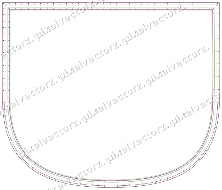 Decorative line art frame in dark magenta and lime with shield