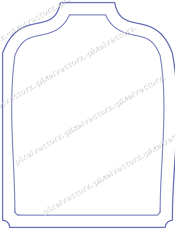 Decorative line art frame in dark blue and amber with label plaque