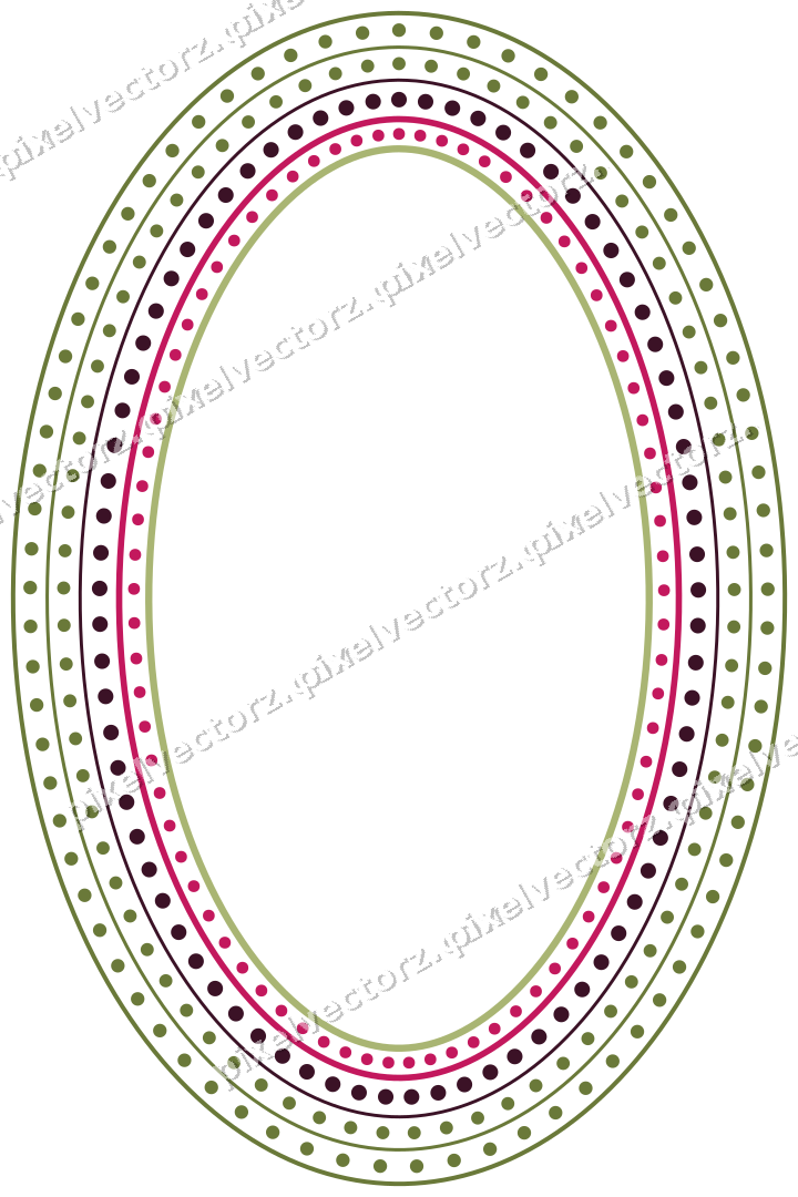 Decorative line art frame in lime and pink with oval and dotted line