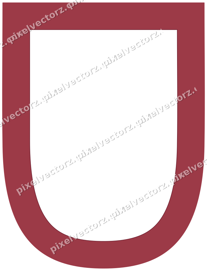 Decorative line art frame in dark pink and red with shield