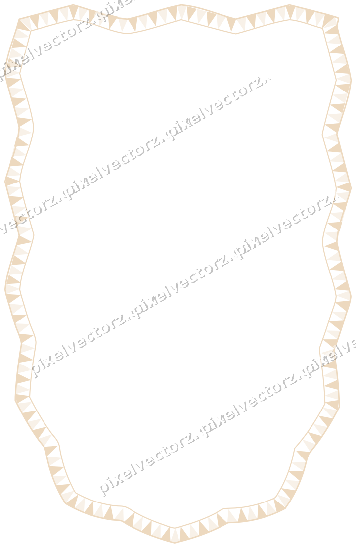Decorative line art frame in dark green and orange with shield