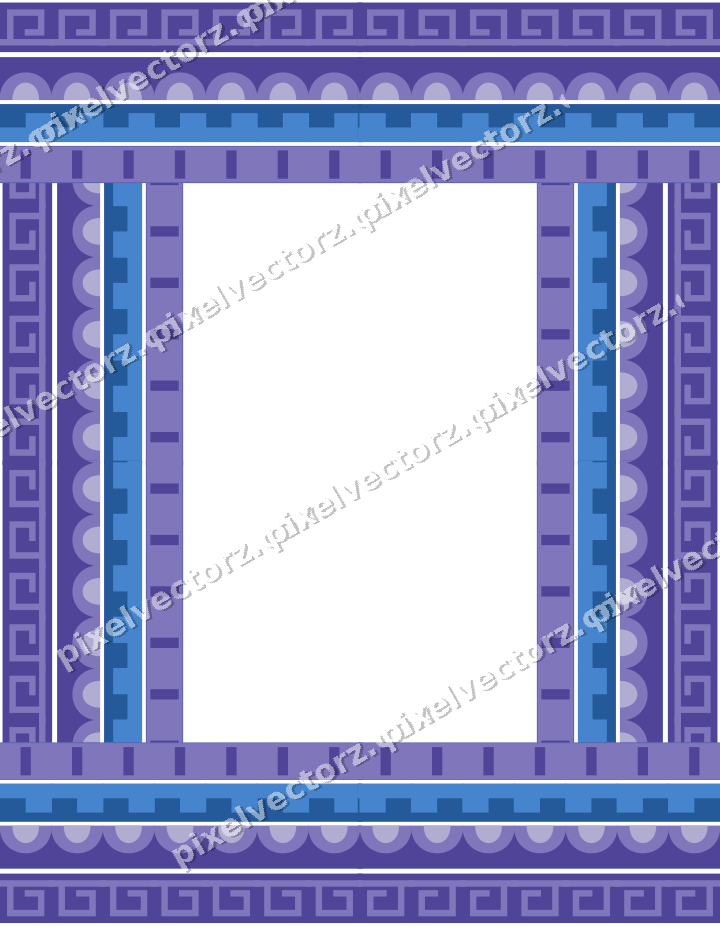 Decorative picture frame border in blue and cyan with step band