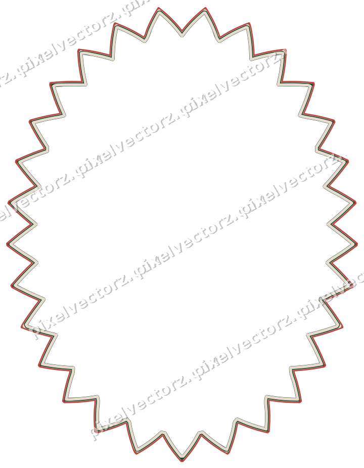 Decorative line art frame in dark red and dark green with oval