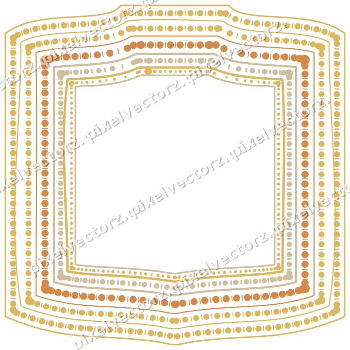 Decorative line art frame in orange and amber with label plaque