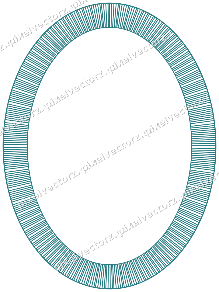 Decorative line art frame in dark teal and orange with oval