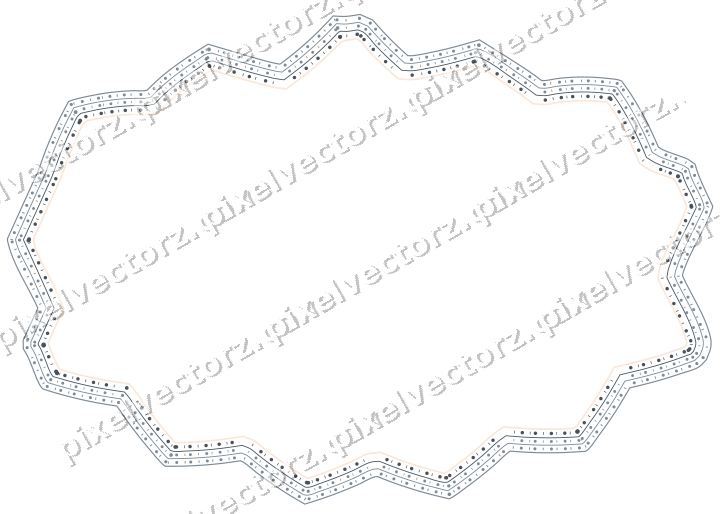 Decorative line art frame in blue and orange with label plaque