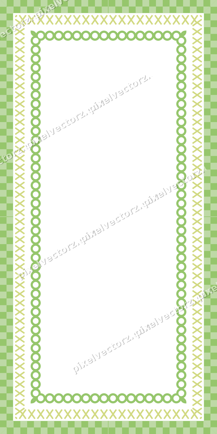 Decorative picture frame border in lime and yellow with cross band
