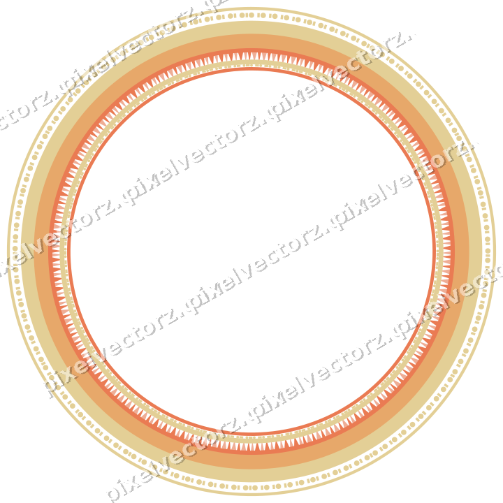 Decorative line art frame in red and orange with oval and beaded line