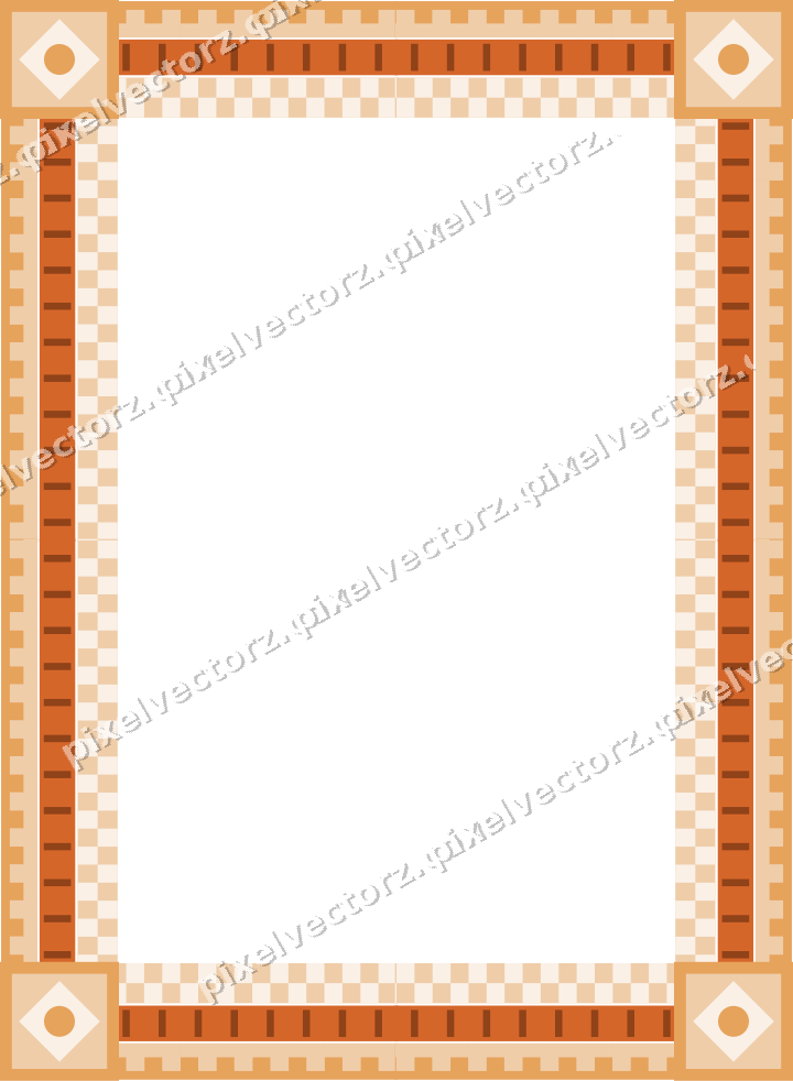Decorative picture frame border in dark blue and orange with step band