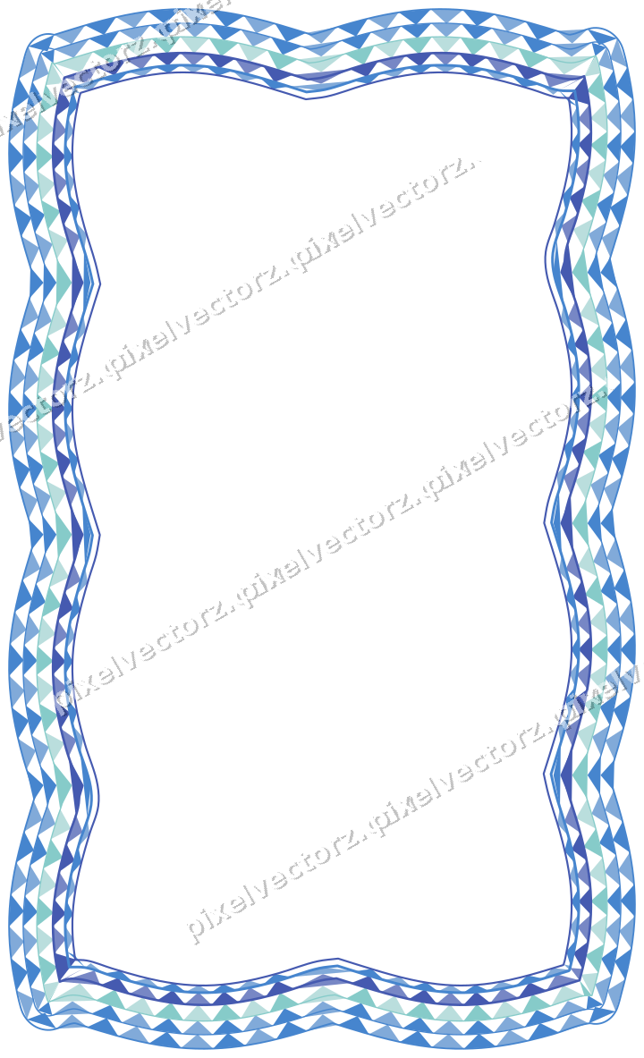 Decorative line art frame in blue and cyan with label plaque